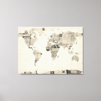 Map of the World Map from Old Postcards Canvas Print