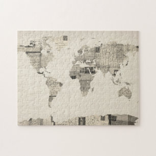 Map of the World Map from Old Postcards Jigsaw Puzzle