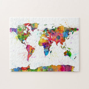 Map of the World Map Watercolor Jigsaw Puzzle