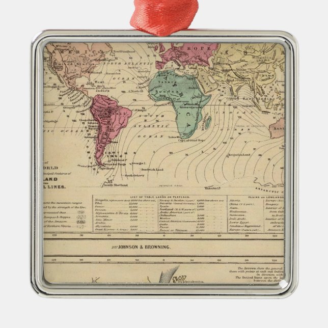 Map of The World Metal Tree Decoration (Front)