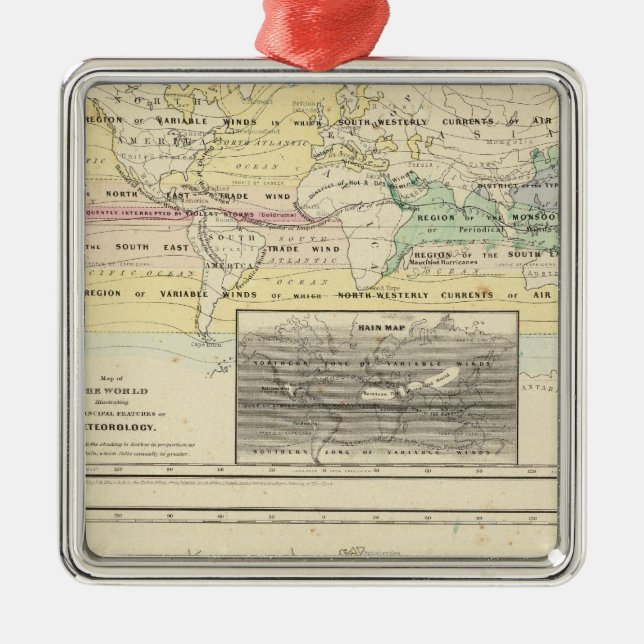 Map of The World Metal Tree Decoration (Front)
