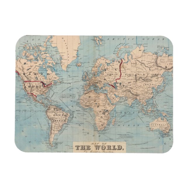 Map of the world on Mercator's projection Magnet (Horizontal)