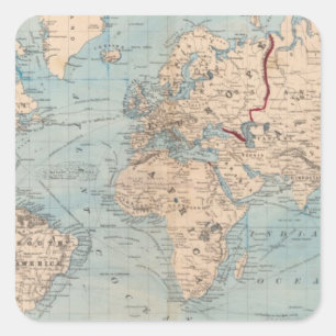 Map of the world on Mercator's projection Square Sticker