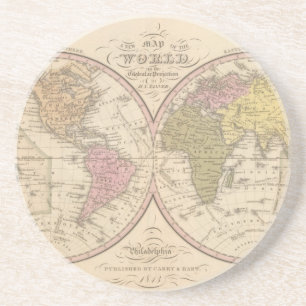 Map Of The World on the Globular Projection 2 Coaster