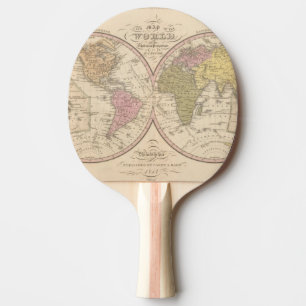 Map Of The World on the Globular Projection 2 Ping Pong Paddle