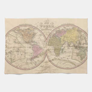 Map Of The World on the Globular Projection 2 Tea Towel