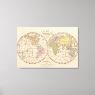 Map Of The World on the Globular Projection Canvas Print
