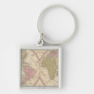 Map Of The World on the Globular Projection Key Ring