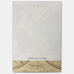Map Of The World on the Globular Projection Post-it Notes