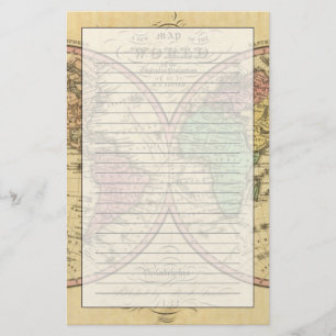 Map Of The World on the Globular Projection Stationery