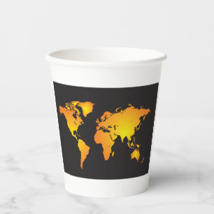 Map Of The World Paper Cups