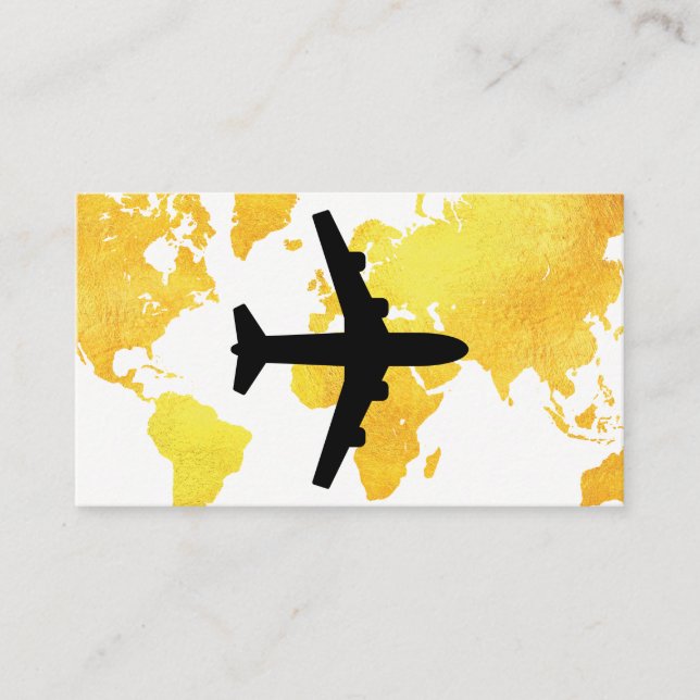 Map of the World | Plane Business Card (Front)