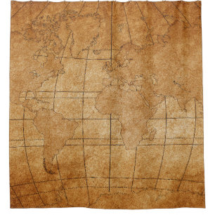 map of the world shower curtain
