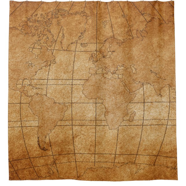 map of the world shower curtain (Front)