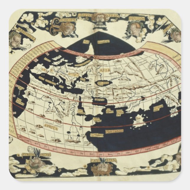 Map of the world square sticker (Front)