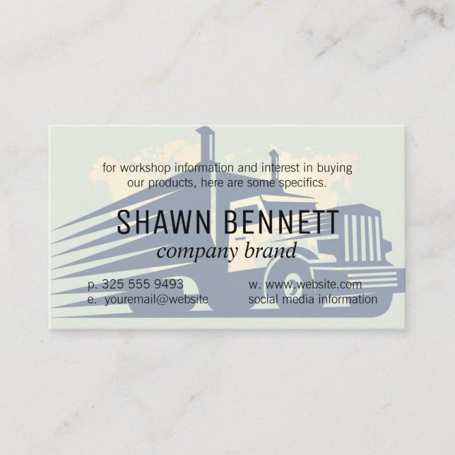 Map of the World | Truck Logistics Shipping Business Card (Front)