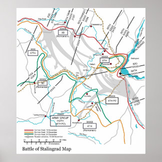 Map of the World War II Battle of Stalingrad Poster