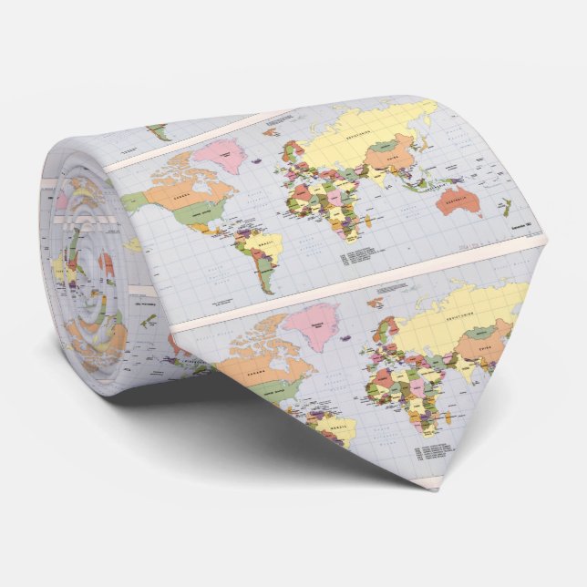 Map of The World with Countries (1987) Tie (Rolled)