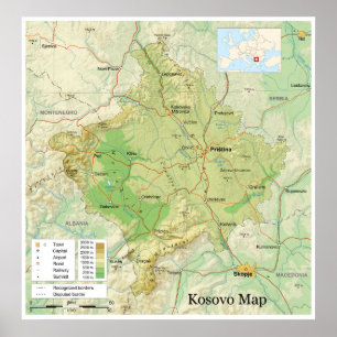 Map of the Yugoslavian Serbian Province of Kosovo Poster