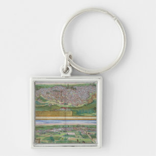 Map of Toledo and Valladolid, from 'Civitates Orbi Key Ring