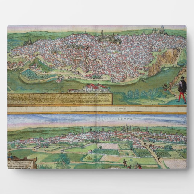 Map of Toledo and Valladolid, from 'Civitates Orbi Plaque (Front)