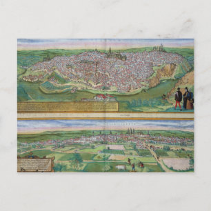 Map of Toledo and Valladolid, from 'Civitates Orbi Postcard
