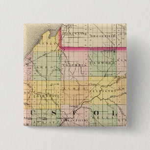 Map of Tuscola County, Michigan 15 Cm Square Badge