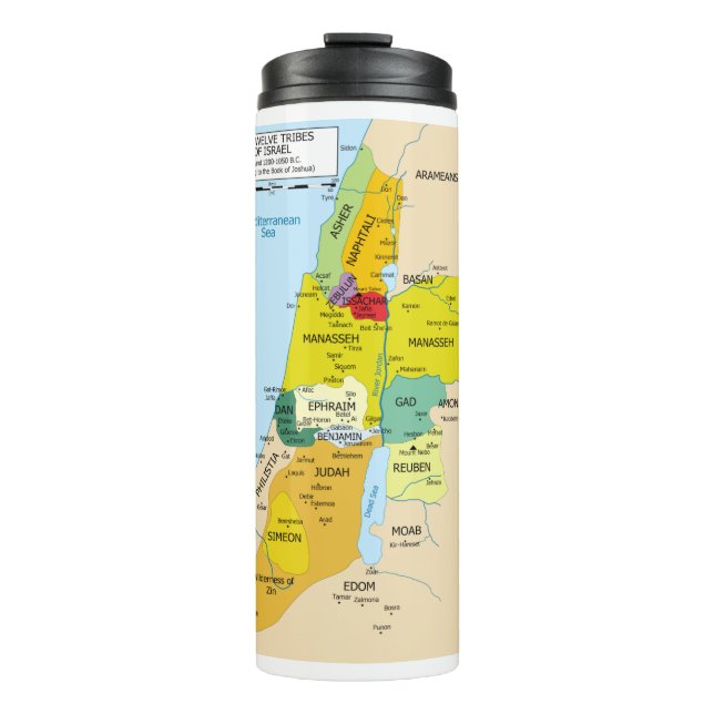 Map of Twelve Tribes of Israel from 1200 to 1050 Thermal Tumbler (Front)