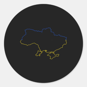 Map Of Ukraine With Blue And Yellow Colors Ukraini Classic Round Sticker