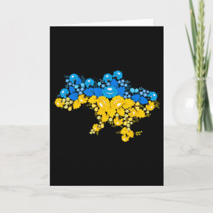 Map Of Ukraine With Flowers Ukrainian Power  Card