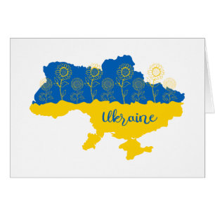 Map of Ukraine with sunflower and Ukrainian flag