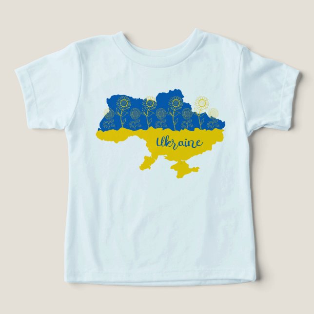 Map of Ukraine with sunflower and Ukrainian flag (Design Front)