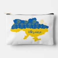 Map of Ukraine with sunflower and Ukrainian flag
