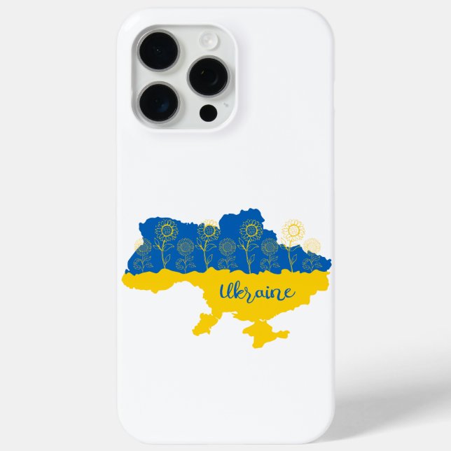 Map of Ukraine with sunflower and Ukrainian flag Case-Mate iPhone Case (Back)