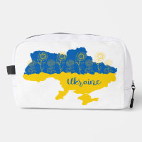 Map of Ukraine with sunflower and Ukrainian flag
