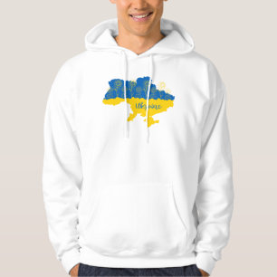Map of Ukraine with sunflower and Ukrainian flag Hoodie