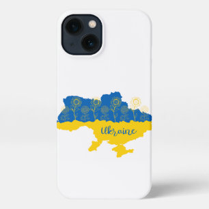 Map of Ukraine with sunflower and Ukrainian flag iPhone 13 Case