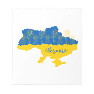 Map of Ukraine with sunflower and Ukrainian flag Notepad