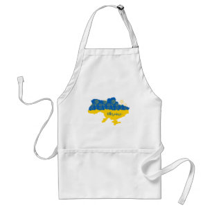 Map of Ukraine with sunflower and Ukrainian flag Standard Apron