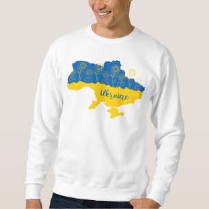 Map of Ukraine with sunflower and Ukrainian flag Sweatshirt