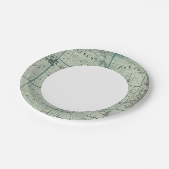 Map of Union County, State of Iowa Paper Plate (Angled)