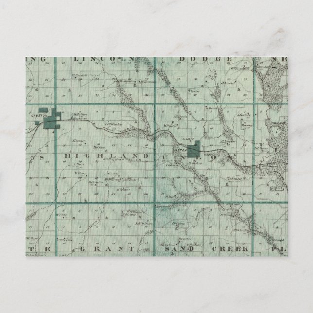 Map of Union County, State of Iowa Postcard (Front)