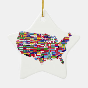 Map of United States Ceramic Tree Decoration