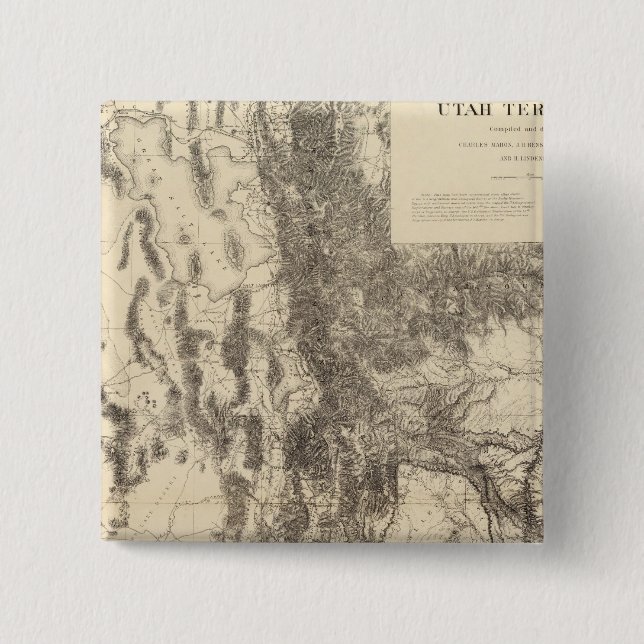 Map of Utah Territory 15 Cm Square Badge (Front)