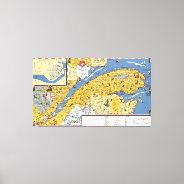 Map of Vacanes, Quebec, Gaspesie (Canada) Canvas Print (Front)