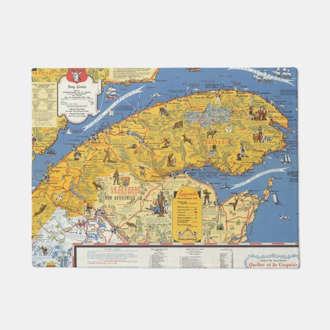Map of Vacanes, Quebec, Gaspesie (Canada) Doormat (Front)