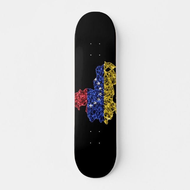 Map of Venezuela, Polygonal mesh line map Skateboard (Front)