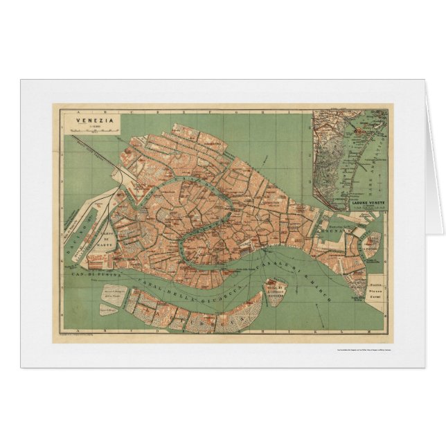 Map of Venice, Italy around 1886 (Front Horizontal)