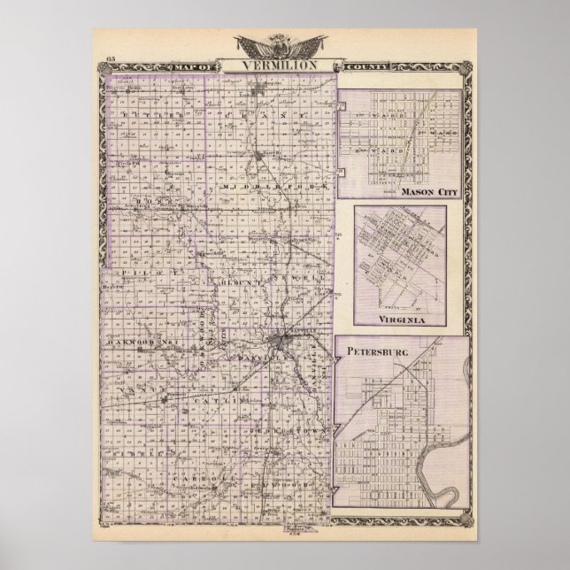 Map of Vermilion County, Mason City Poster (Front)