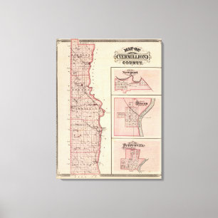 Map of Vermillion County with Newport Canvas Print